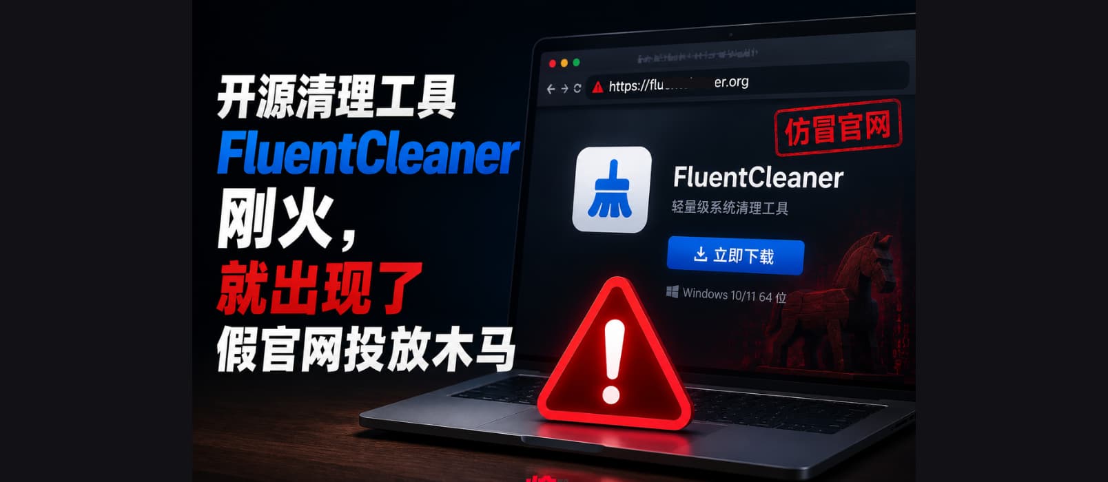开源清理工具 FluentCleaner 刚火,就出现了假官网投放木马 1
