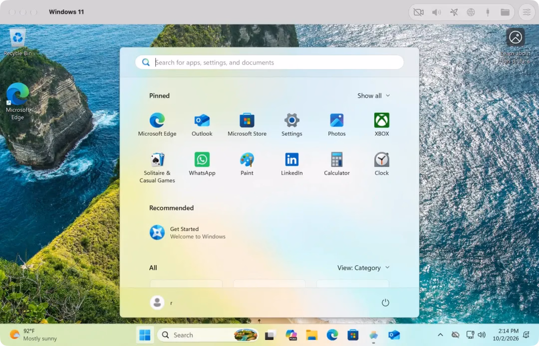 VMPal Windows 虚拟机界面