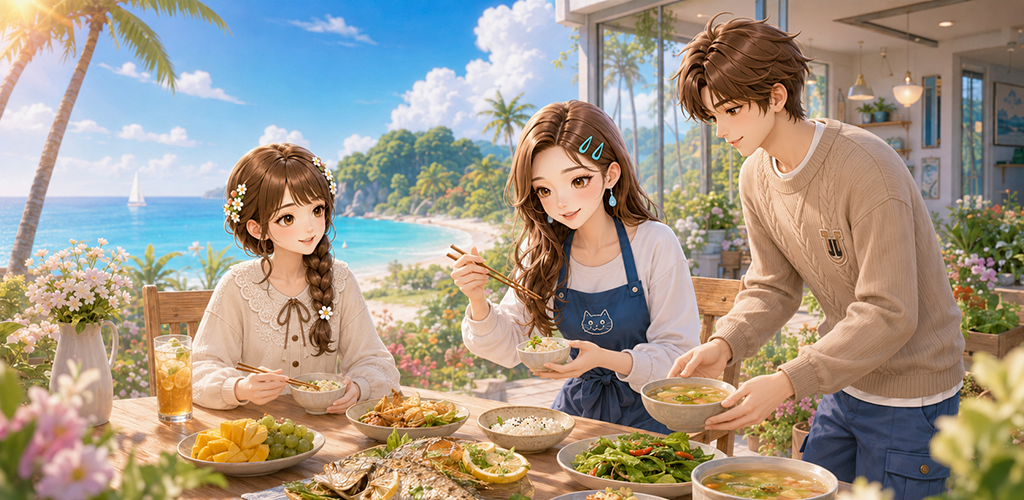 解忧梦幻岛:种菜煮饭养小鸡,经营疗癒小海岛 背景图