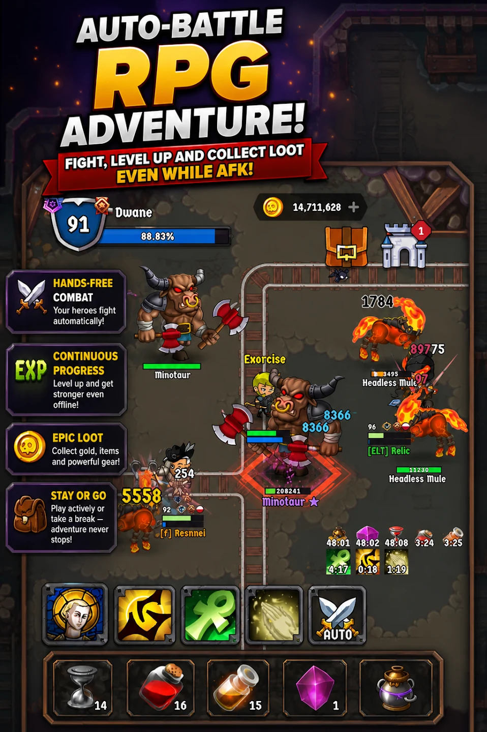 Walking Hero – 放置战斗 RPG 截图 1